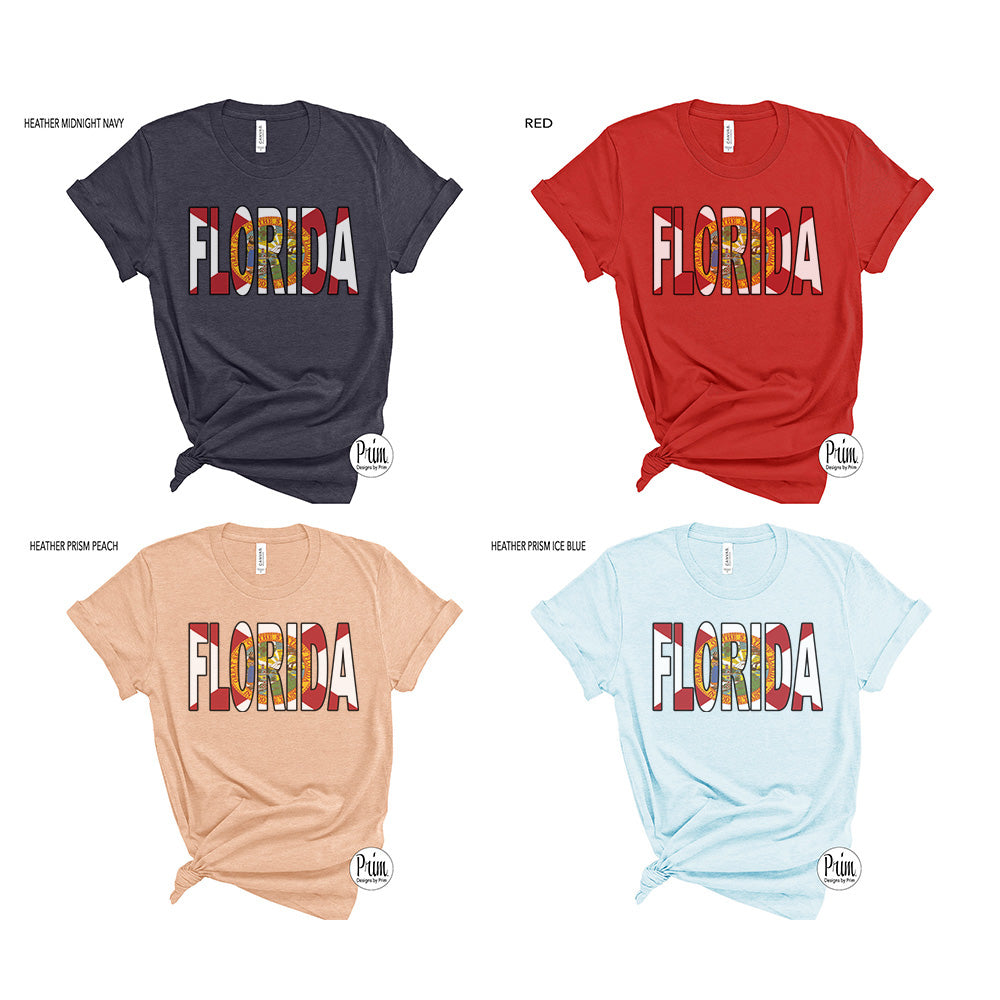 Designs by Prim Florida Flag Unisex Soft Shirt | Florida Flag State Florida Strong Proud Floridian The Sunshines State Pride Graphic Tee Top