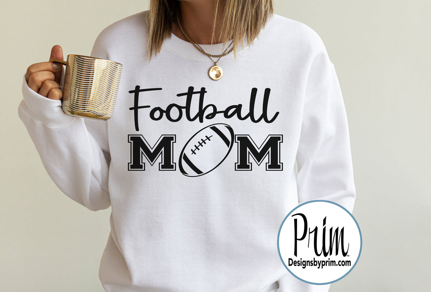 Designs by Prim Football Mom Soft Unisex Sweatshirt | Hello Football Season Football Fall Game Day Arena Sports Team Spirit Top
