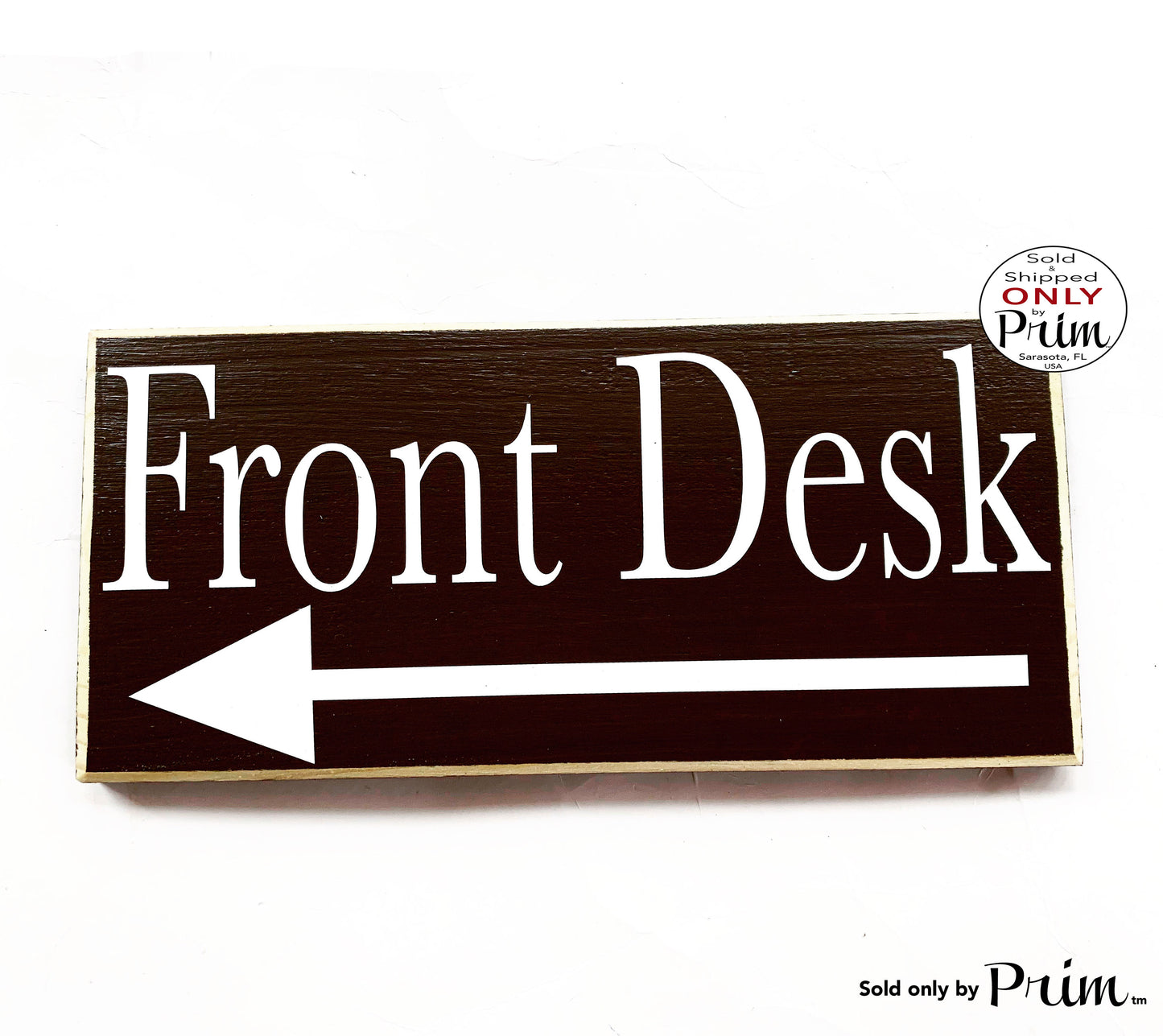 12x6 Front Desk Custom Wood Sign Entrance Arrow Reception Administrative Assistant Business Corporate Deliveries Leave Packages Door Plaque