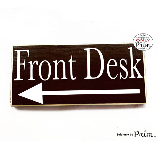 12x6 Front Desk Custom Wood Sign Entrance Arrow Reception Administrative Assistant Business Corporate Deliveries Leave Packages Door Plaque