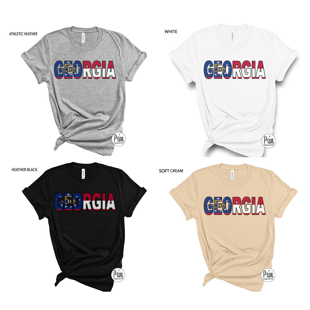 Designs by Prim Georgia State Flag Unisex Soft Shirt | Atlanta Flag State The Peach State Atlanta Braves Southern Hospitality Goober State Graphic Tee Top
