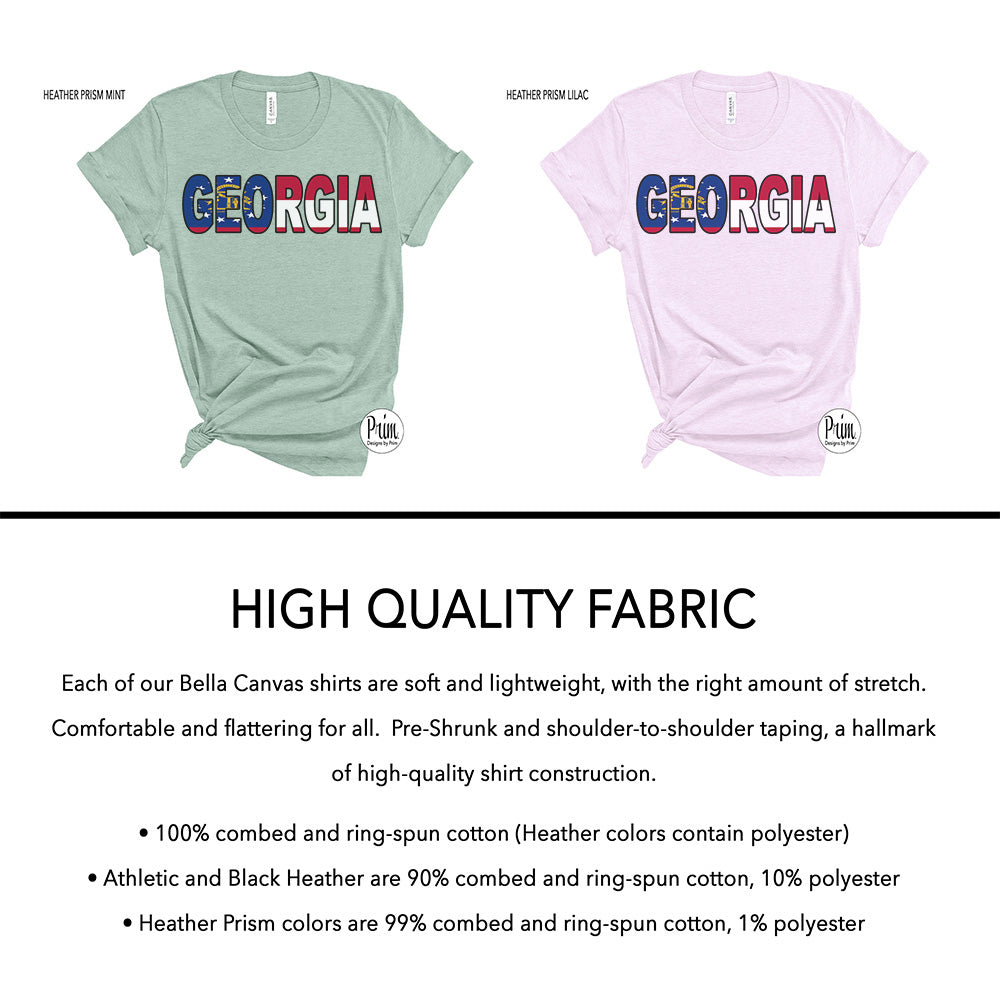Designs by Prim Georgia State Flag Unisex Soft Shirt | Atlanta Flag State The Peach State Atlanta Braves Southern Hospitality Goober State Graphic Tee Top