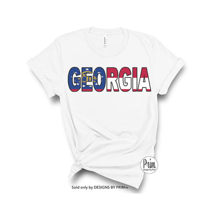 Designs by Prim Georgia State Flag Unisex Soft Shirt | Atlanta Flag State The Peach State Atlanta Braves Southern Hospitality Goober State Graphic Tee Top