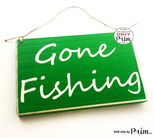 8x6 Gone Fishing Custom Wood Sign Welcome For Him Man Cave Hunting Outdoor Bait Shop Adventure Mens Gift Plaque