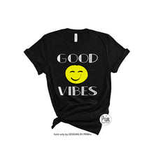 Load image into Gallery viewer, Designs by Prim Good Vibes Smiley Face Soft Unisex T-Shirt | Have a Good Day Keep Smiling Positivity Inspirational Tee