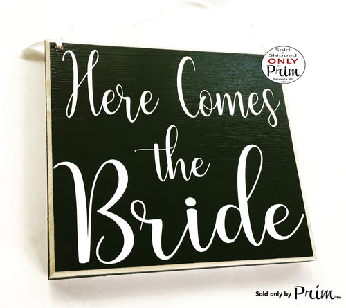 8x8 Here Comes the Bride Just Married Bridal Suite Custom Wood Sign Wedding Groom Ceremony Shower Party Hitched Walk Down the Aisle Plaque 
