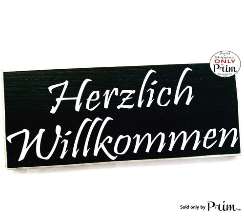 14x6 Herzlich Willkommen Heartly Welcome in German Custom Wood Sign Biergarten Oktoberfest Germany Deutsch Welcome Wall Plaque