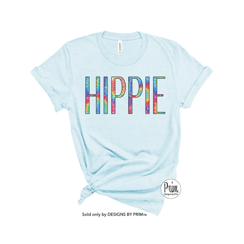 Designs by Prim Hippie Tie Dye Soft Unisex T-Shirt | Groovy Good Vibes Be Happy Smile Positive Vibes Good Day Peace Love Harmony Hippie Boho Graphic Tee Top