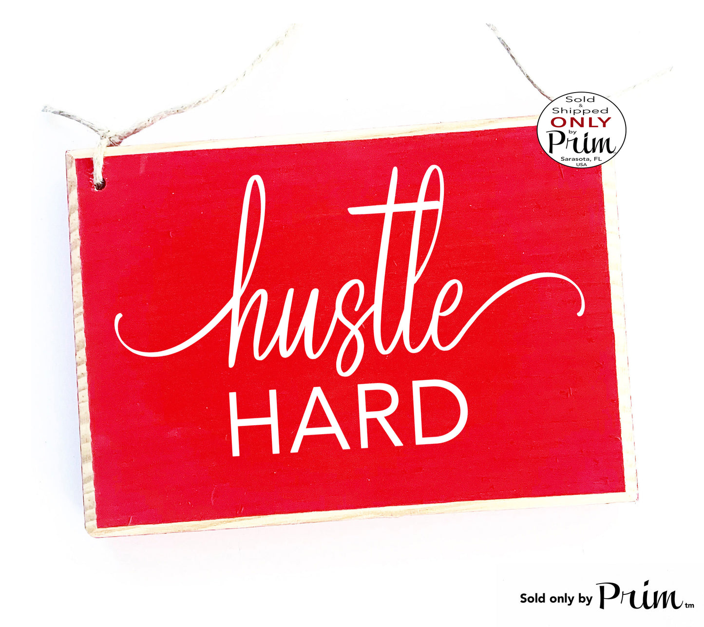 Designs by Prim 8x6 Hustle Hard Custom Wood Sign | Entrepren Her Supporting Babe Work Empire She-EO Entrepreneur Self Made Girl Boss Girl Power Women Plaque