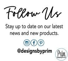 Load image into Gallery viewer, Designs by Prim Custom Wood Office Printing Sign Social Media Facebook Instagram Follow Us