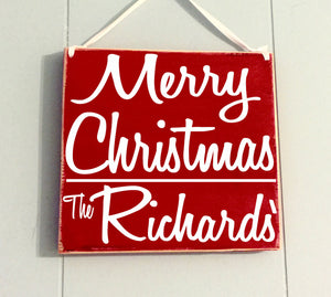 8x8 Personalized Merry Christmas Wood Sign