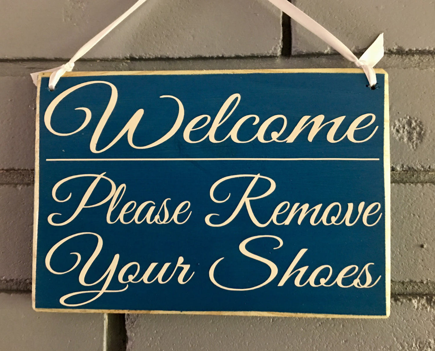 10x8 Welcome Please Remove Your Shoes Wood Welcome Sign