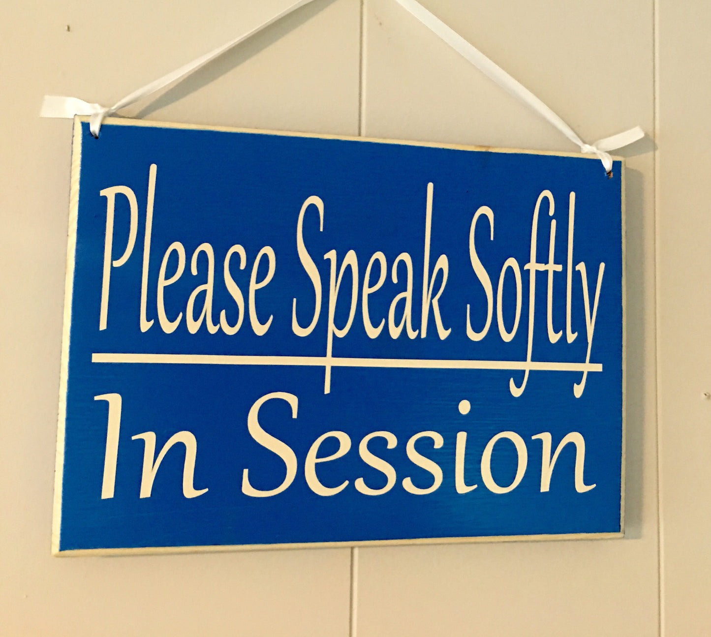 10x8 Please Speak Softly In Session Wood Shhh Quiet Sign