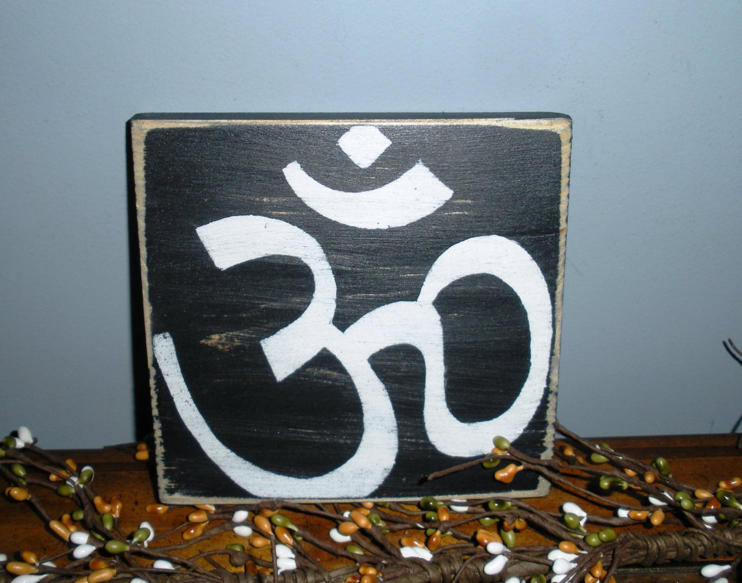 6x6 Om Namaste Symbol Wood Namaste Mediation Yoga Ohm Sign