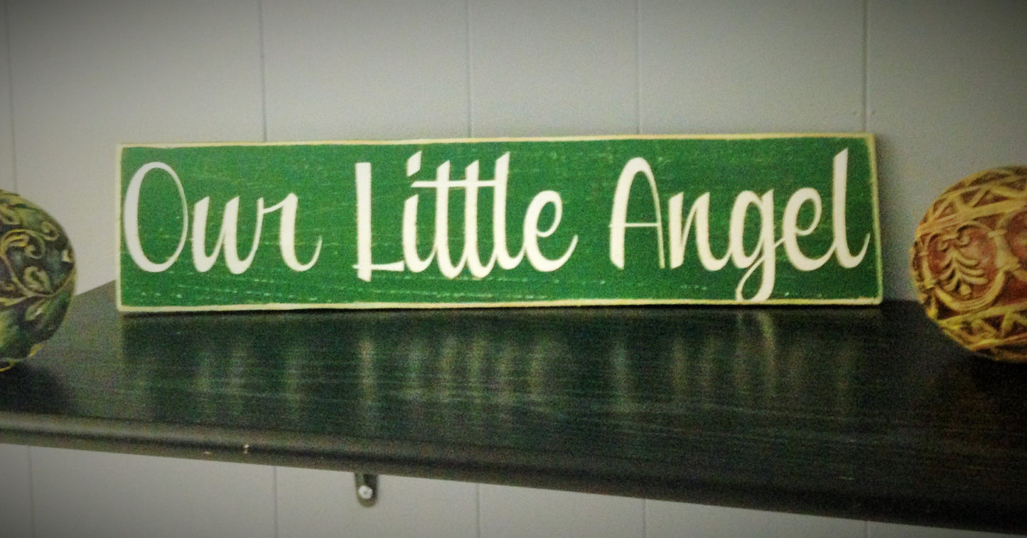 18x4 Our Little Angel Wood Children Kids Nursery Sign