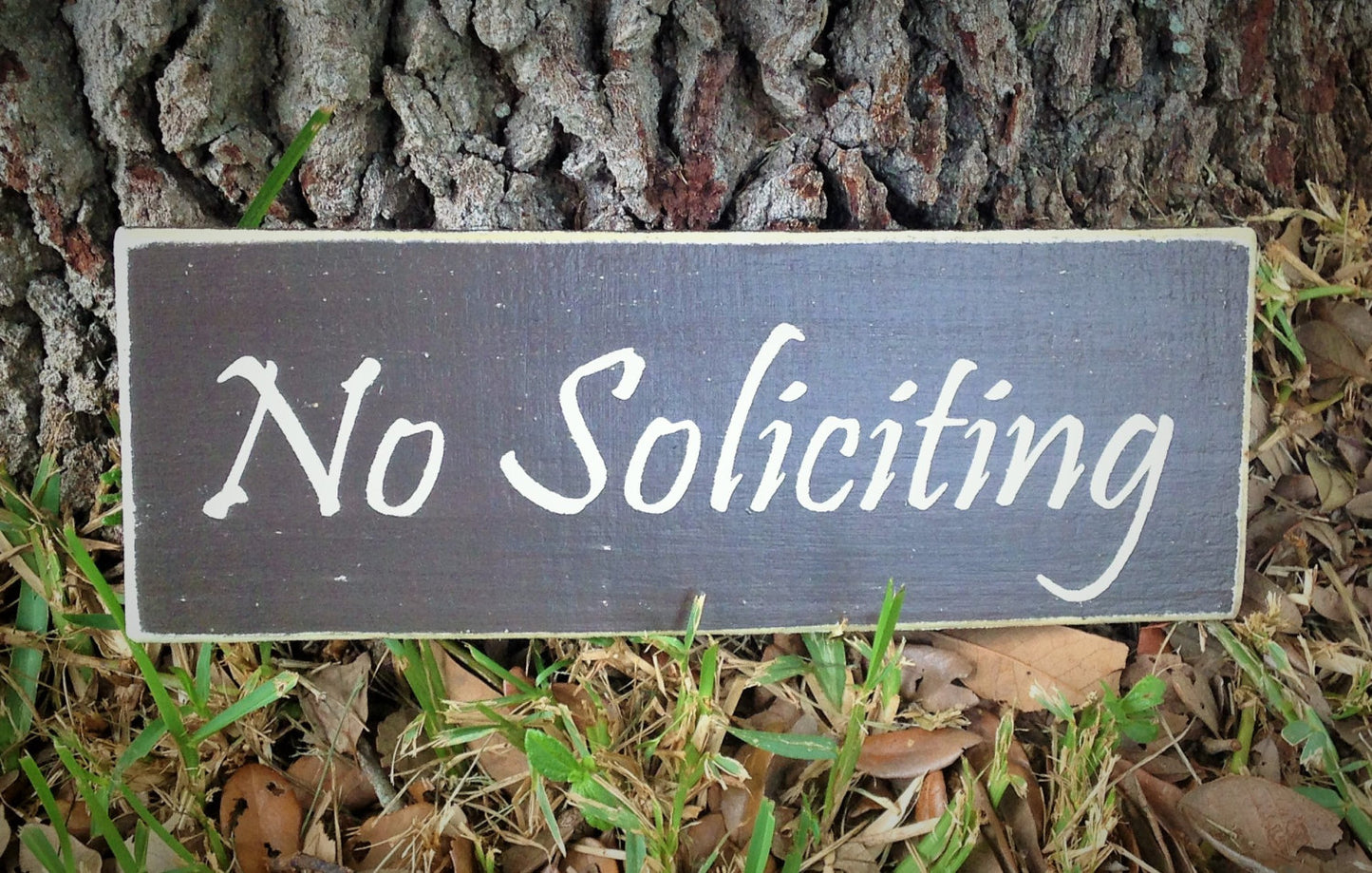 14x6 No Soliciting Wood Welcome Sign