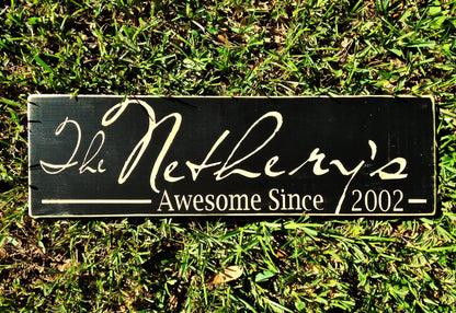 24x8 Custom Last Name Date Wood Established Wedding Sign