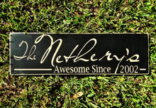 Load image into Gallery viewer, 24x8 Custom Last Name Date Wood Established Wedding Sign