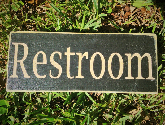10x4 Restroom Wood Bath Bathroom Sign