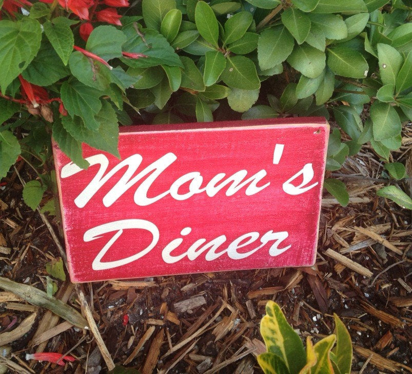Mom's Diner Kitchen Custom Wood Family Chef Cook Home Sign