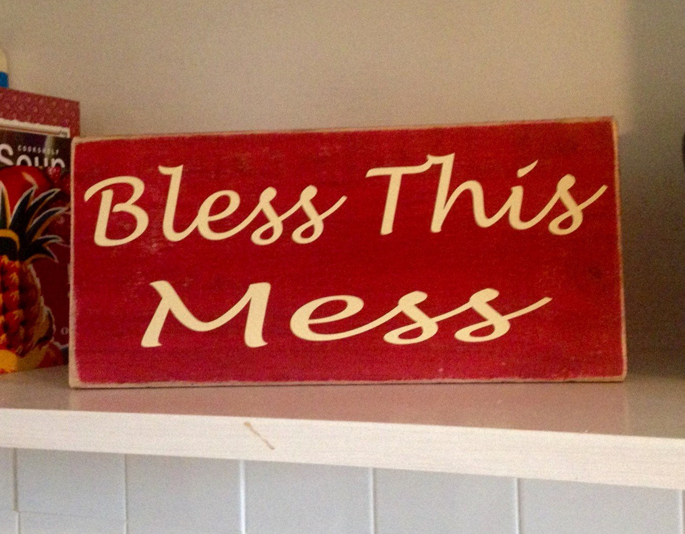 12x6 Bless This Mess Wood Funny Cute Home Sign