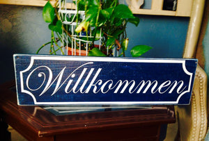 18x6 Willkommen Wood German Welcome Sign