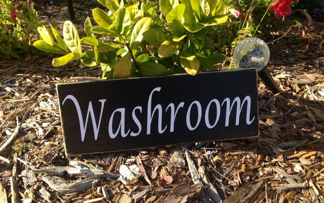 12x4 WASHROOM Custom Wood Sign Restroom Bathroom Bath Wc Water Closet Door Plaque