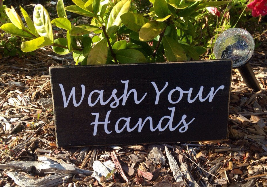 10x4 Restroom Wash Your Hands Wooden Business Sign