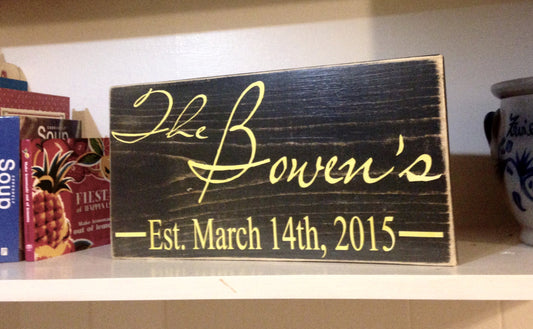 14x8 Custom Last Name Personalized Wood Family Wedding Sign