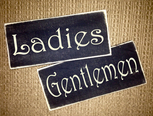 Ladies and Gentlemen Wood Office Business Restaurant Restroom Sign (Set of 2)