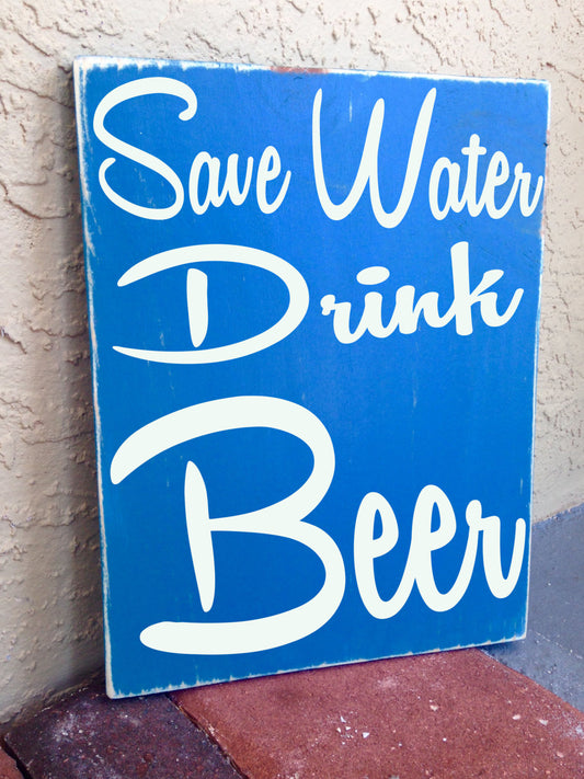 12x10 Save Water Drink Beer Wood Happy Hour Man Cave Sign