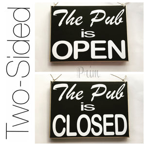 10x8 The Pub Double-Sided Wood Open Closed Sign