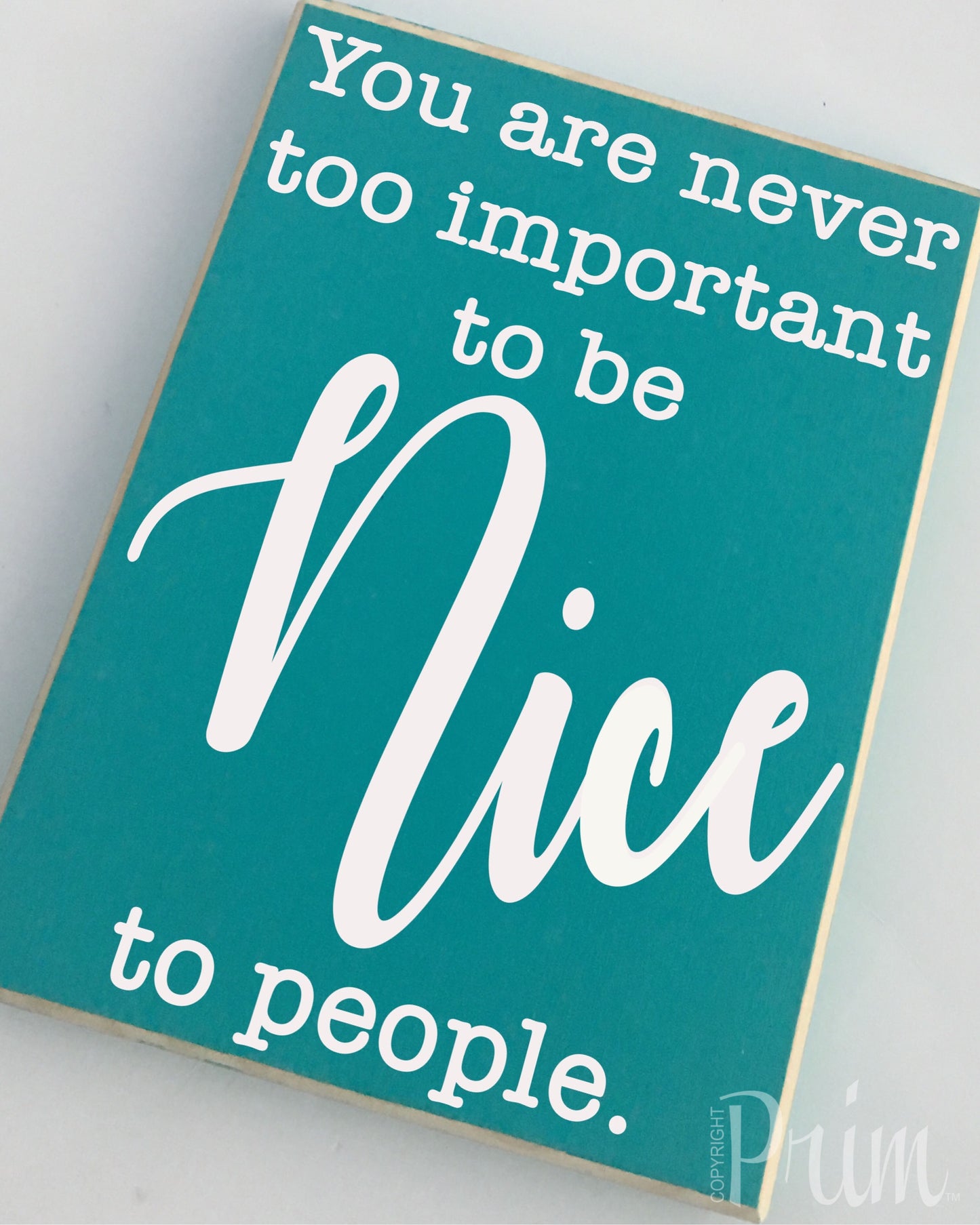 8x10 Never Too Important Custom Be Nice Wood Sign