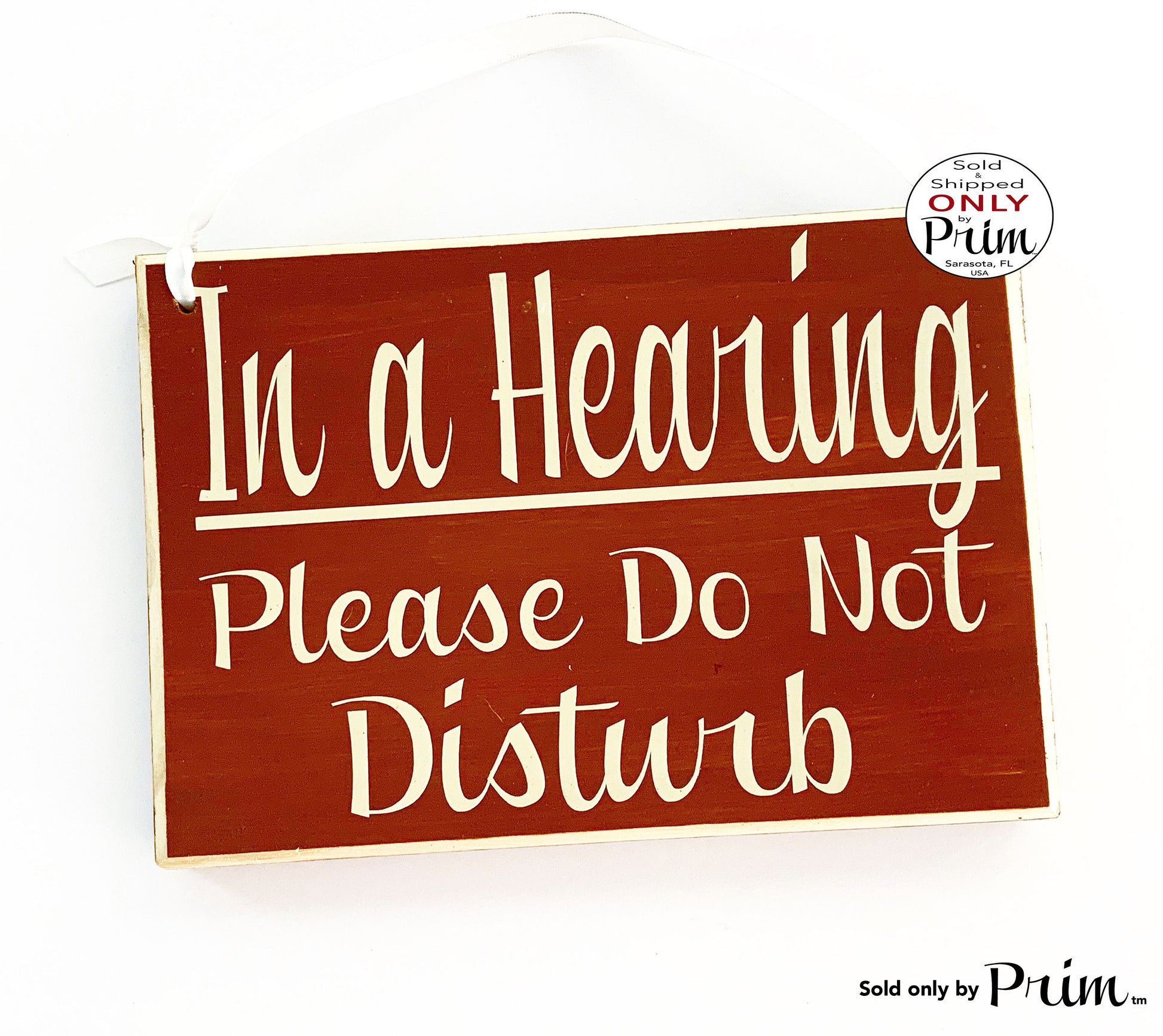 8x6 In A Hearing Please Do Not Disturb Custom Wood Sign | Meeting In Session Custom Wood Sign In Progress Business Corporate Plaque