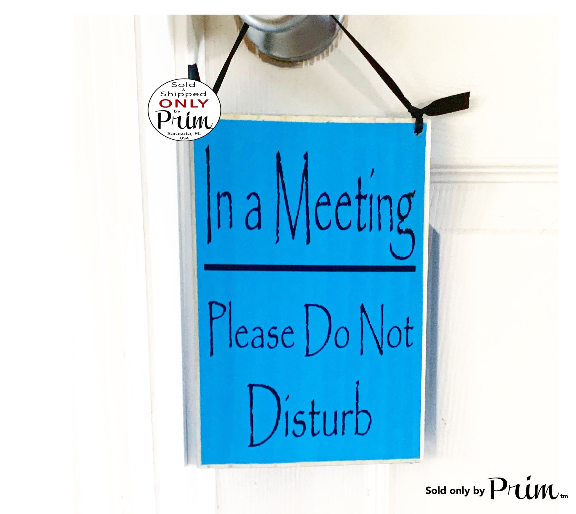 6x8 In a Meeting Please Do Not Disturb Custom Wood Sign Welcome In Session Progress Conference Office Workspace Business Door Plaque