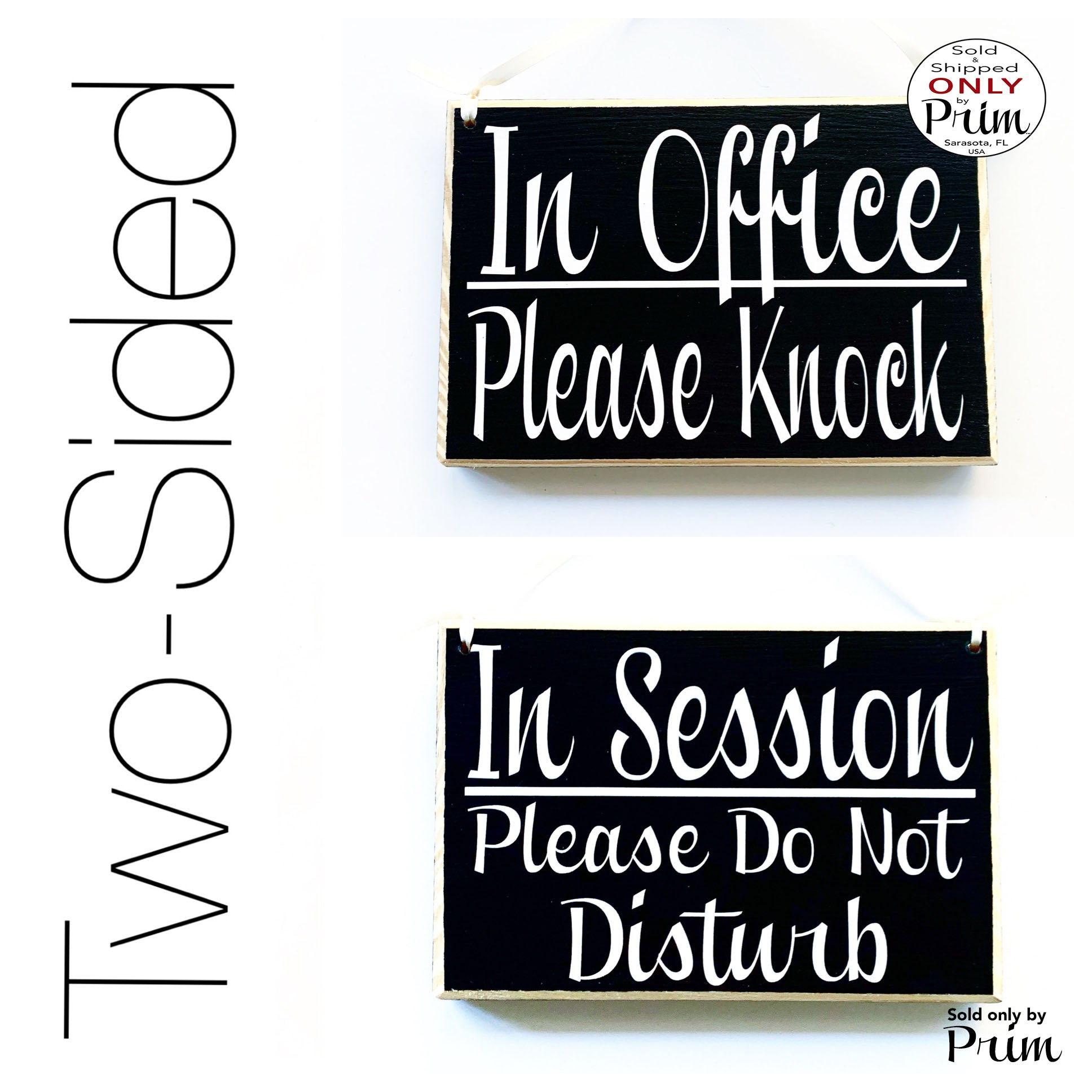 Designs by Prim Two Sided 8x6 In Session Please Do Not Disturb In Office Please Knock Custom Wood Sign Welcome Progress Business Office Door Hanger Plaque