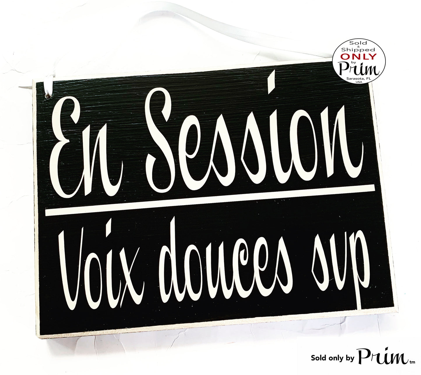 10x8 En Session Voix Douces Svp French In Session Soft Voices Please Custom Wood Sign | In Progress Shhh Spa Do Not Disturb Quiet Please