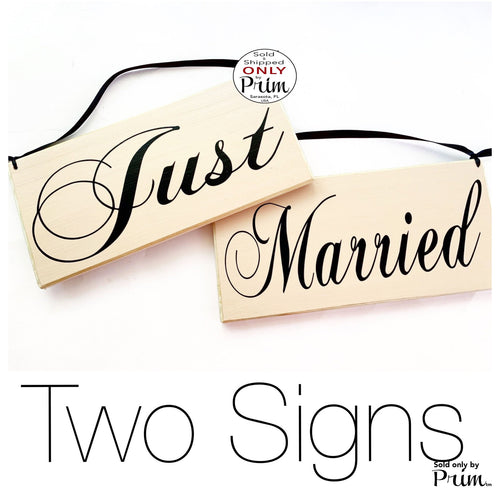 10x6 Just Married Bride Groom Double Sided (Choose Color) Custom Wedding His Hers Yours Mine Love Welcome Plaque Wood Signs (Set of 2)
