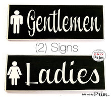 Load image into Gallery viewer, 10x4 Ladies and Gentlemen Symbol Custom Wood Sign His Hers Bathroom Restroom Bath Business (Set of 2) Loo WC Bathroom Door Plaque 