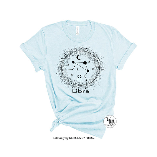 Designs by Prim Libra Constellation Zodiac Unisex Soft Unisex | Astrology Horoscope 12 Months Birthday Gift Graphic Tee