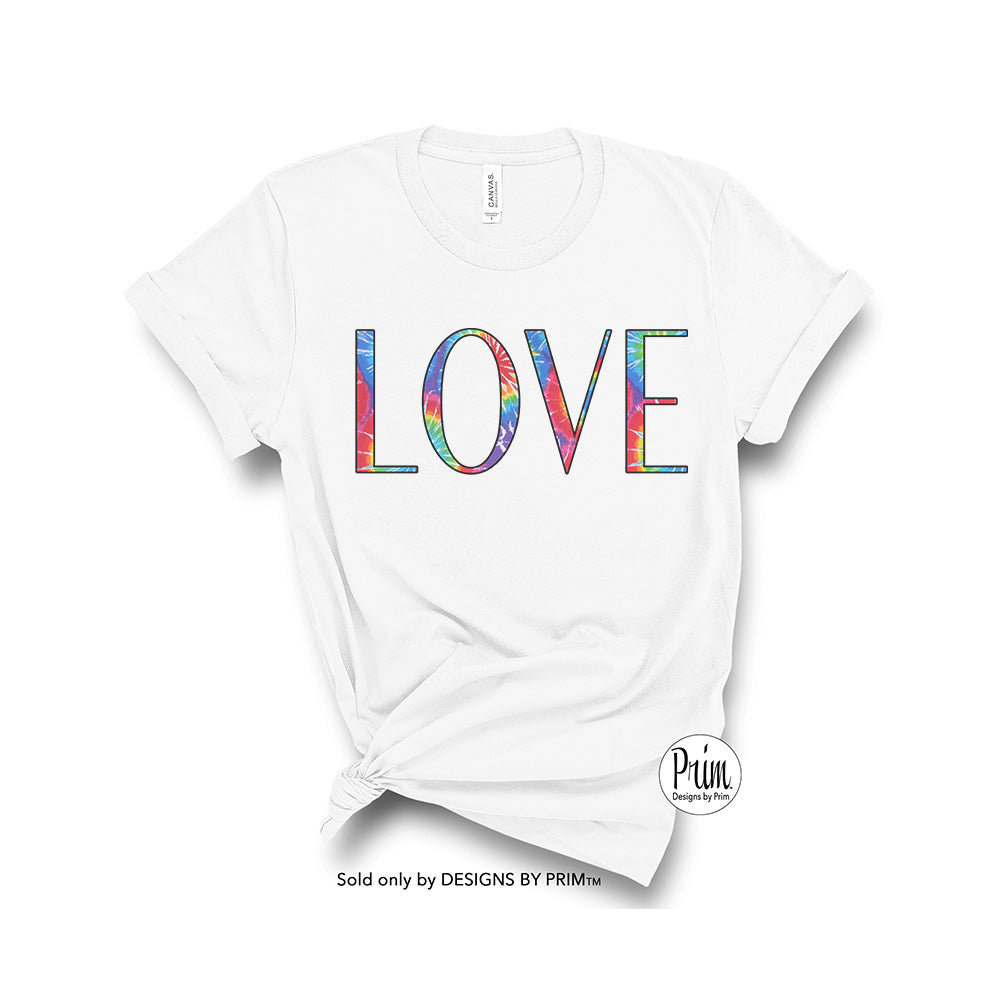 Designs by Prim Love Tie Dye Soft Unisex T-Shirt | Groovy Good Vibes Be Happy Smile Positive Vibes Good Day Hippie Love Harmony Hippie Boho Graphic Tee Top