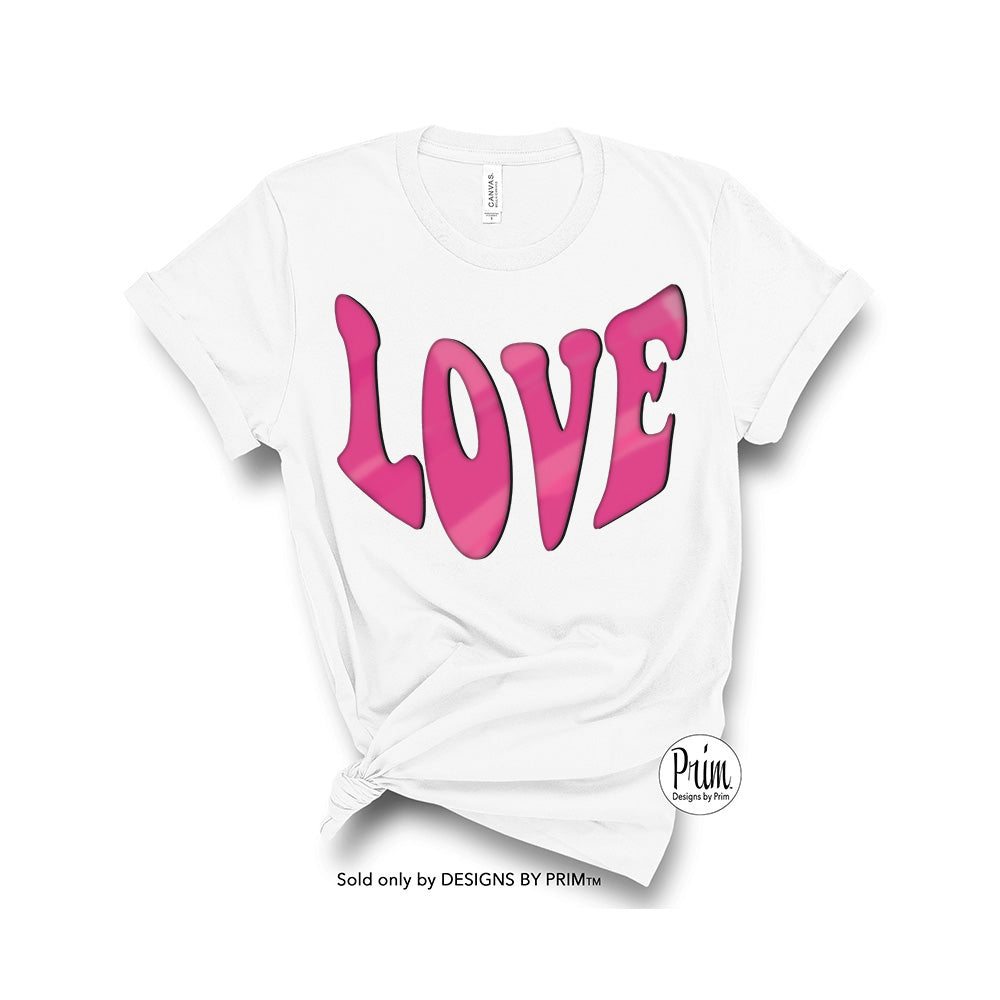 Designs by Prim Love Valentines Day Soft Unisex T-Shirt | All You Need Is Love Valentine&#39;s Top Hearts Lovers Hippie Groovy Top Tee