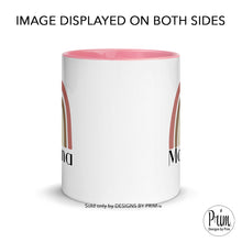 Load image into Gallery viewer, Designs by Prim Mama Boho Rainbow 11 Ounce Ceramic Mug | Mom Life Women Inspirational Positive Kindness Quote Love Heart Rainbow Graphic Coffee Tea Mug