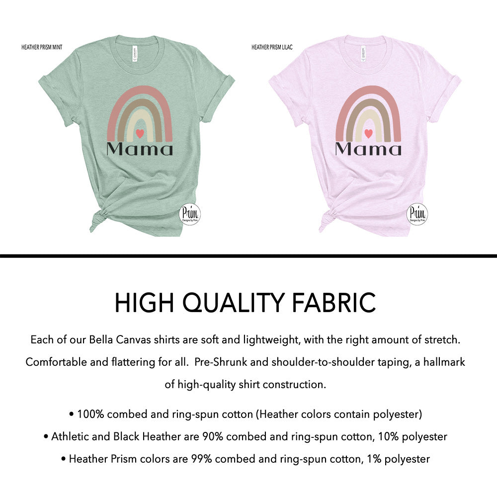 Designs by Prim Mama Boho Rainbow Soft Unisex T-Shirt | Mom Life Women Inspirational Positive Kindness Quote Love Heart Rainbow Graphic Top