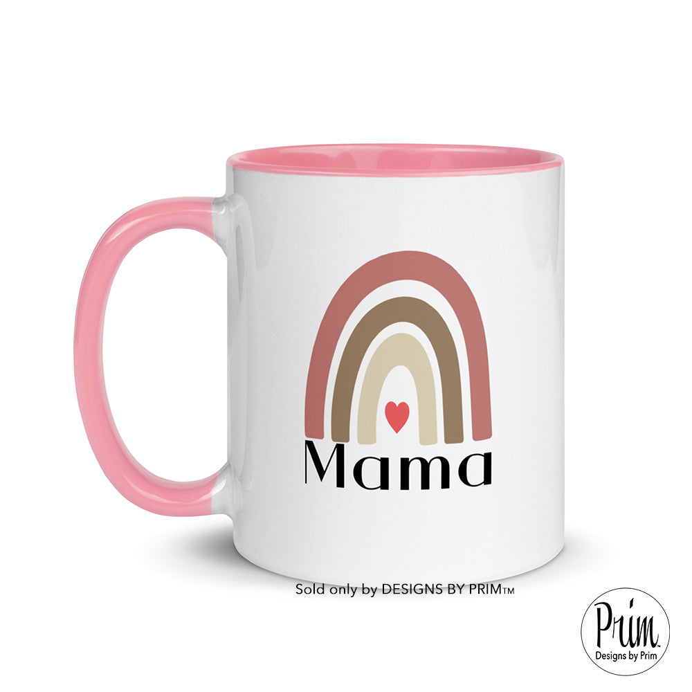 Designs by Prim Mama Boho Rainbow 11 Ounce Ceramic Mug | Mom Life Women Inspirational Positive Kindness Quote Love Heart Rainbow Graphic Coffee Tea Mug