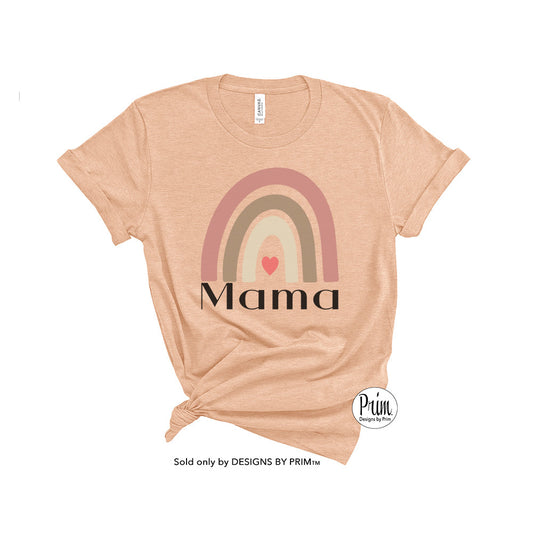 Designs by Prim Mama Boho Rainbow Soft Unisex T-Shirt | Mom Life Women Inspirational Positive Kindness Quote Love Heart Rainbow Graphic Top