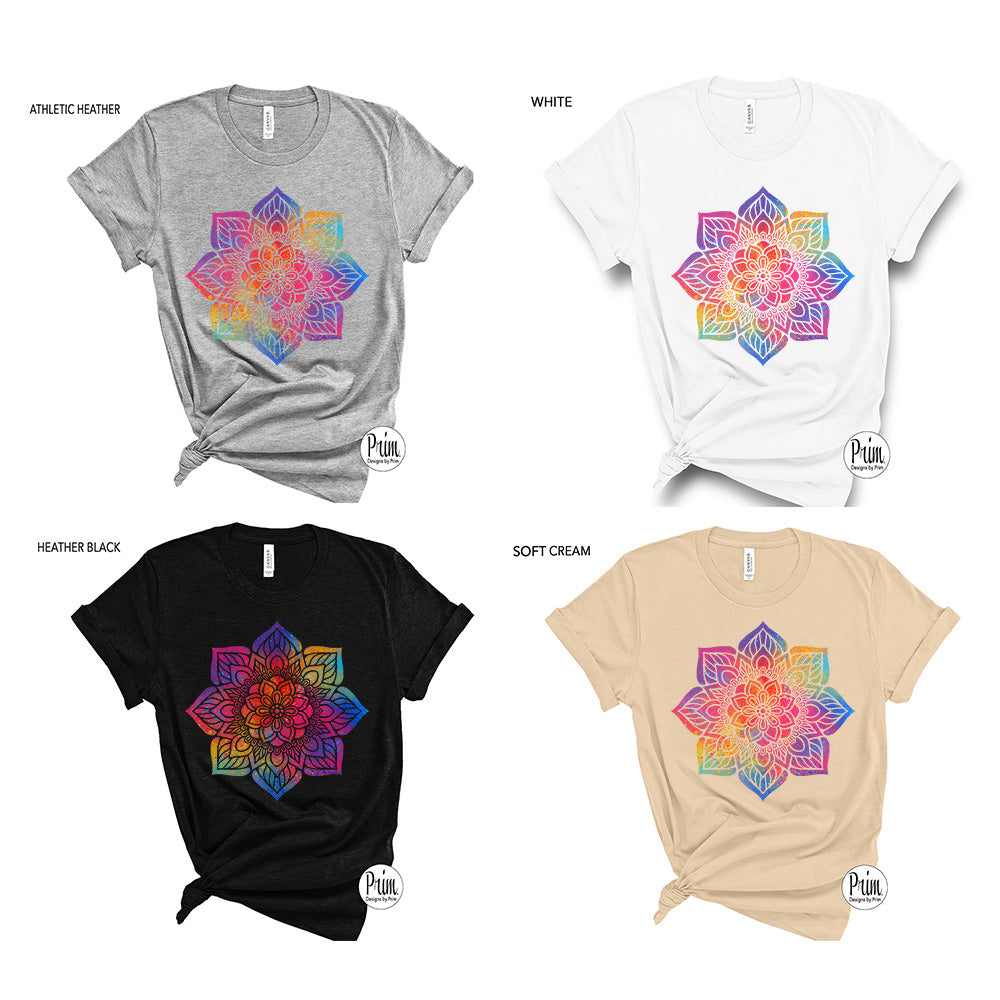 Designs by Prim Mandala Soft Unisex T-Shirt | Chakra Meditation Namaste Spiritual Yoga Tie Dye Graphic Tee Top