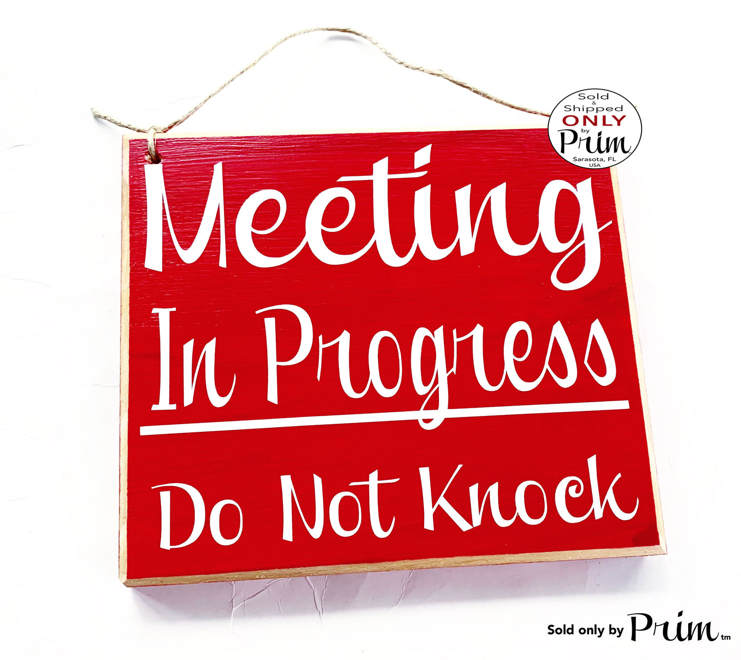 8x8 Meeting In Progress Do Not Knock Custom Wood Sign | In Session Do Not Disturb Shhh Working Salon Spa Office Business Door Welcome Plaque