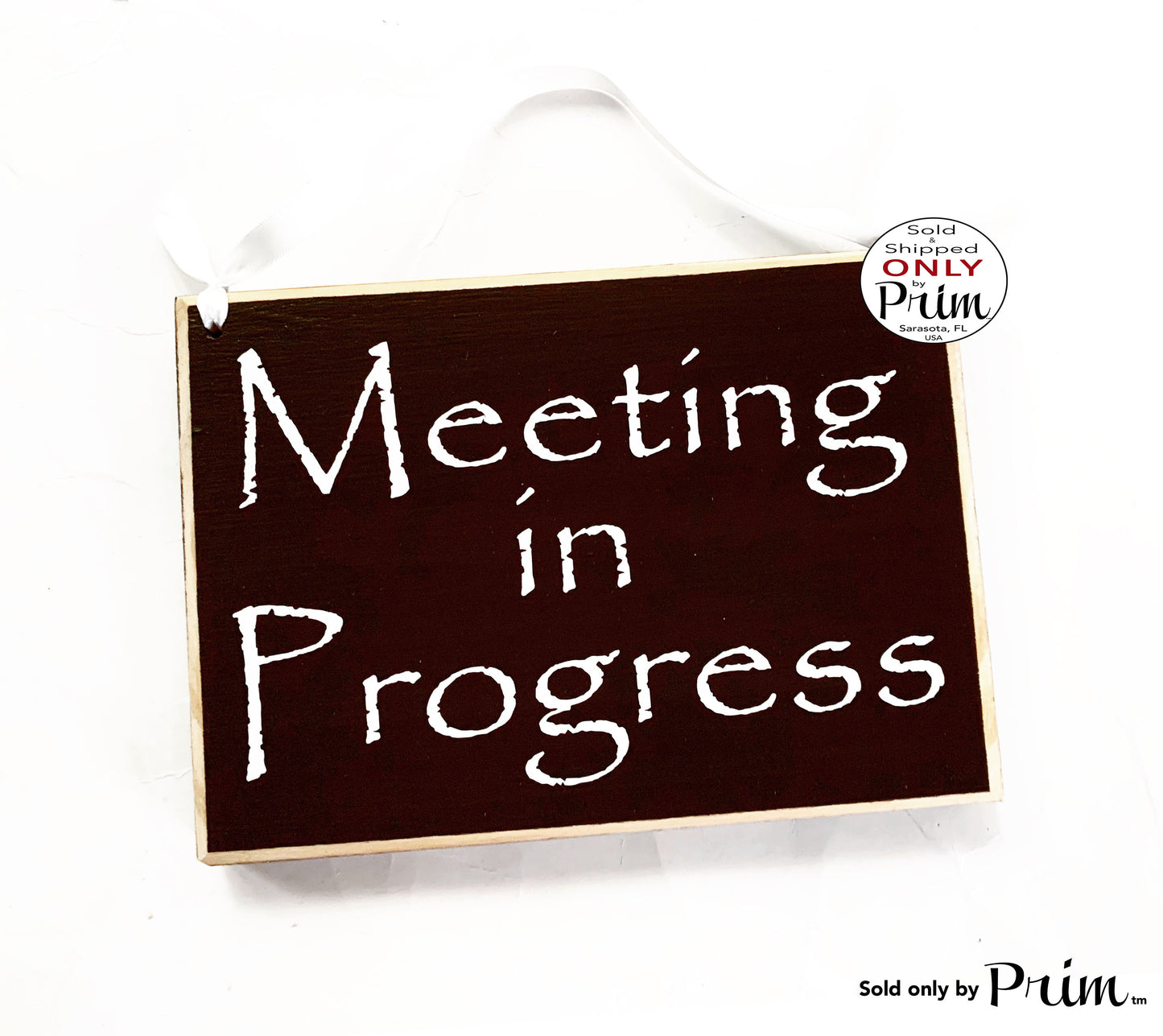 8x6 Meeting In Progress Custom Wood Sign In Session Please Do Not Disturb Business Office Conference Do Not Enter Busy Corporate Door Plaque