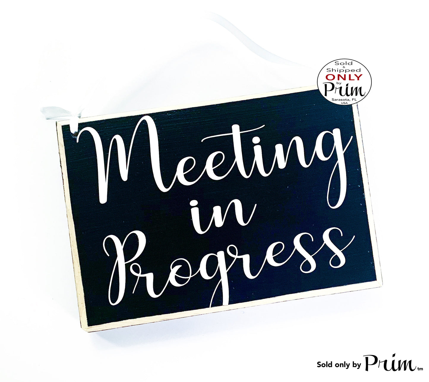 Designs by Prim Custom Wood Meeting Sign Social Media Instagram Facebook Follow Us8x6 Meeting In Progress Custom Wood Sign In Session Please Do Not Disturb Business Office Conference Do Not Enter Busy Corporate Door Plaque Designs by Prim